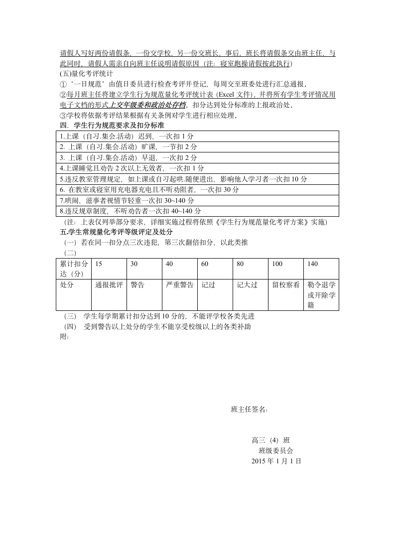 高中班级规章制度第2页