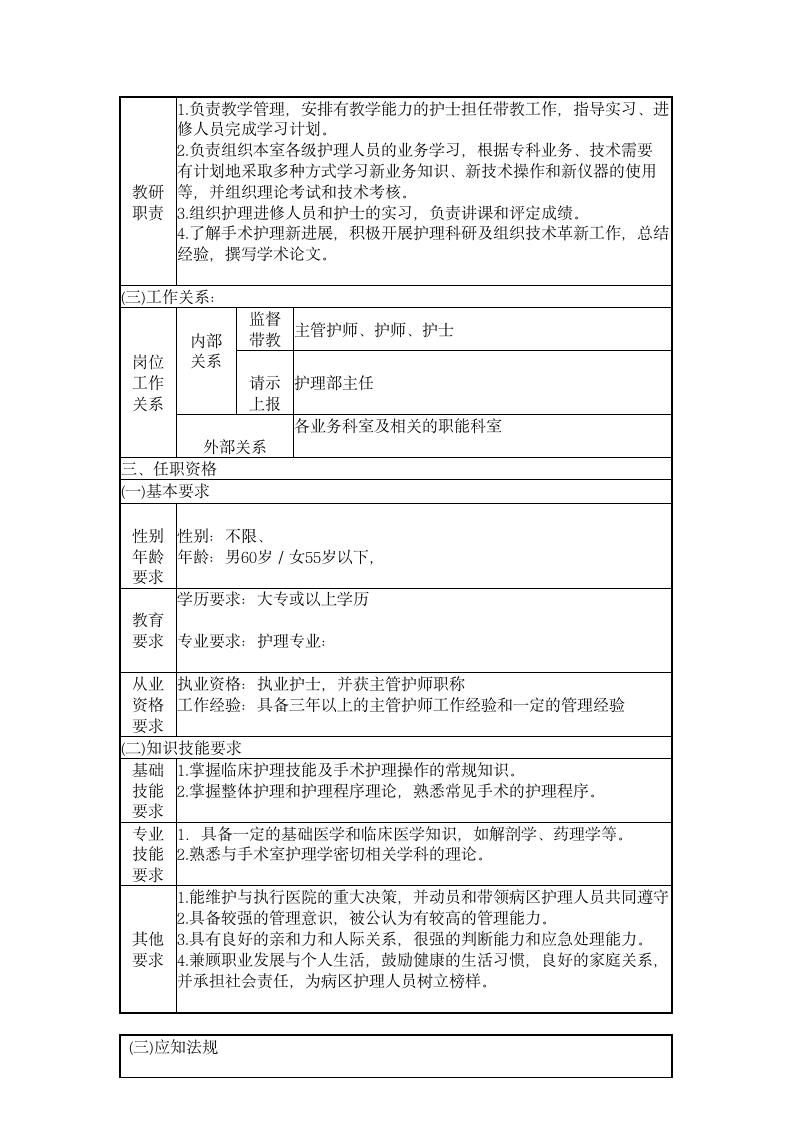 护士长岗位说明书第17页