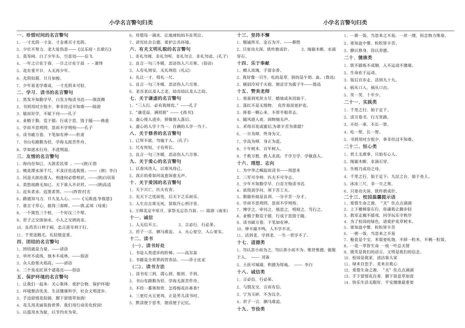 小学名言警句归类第1页