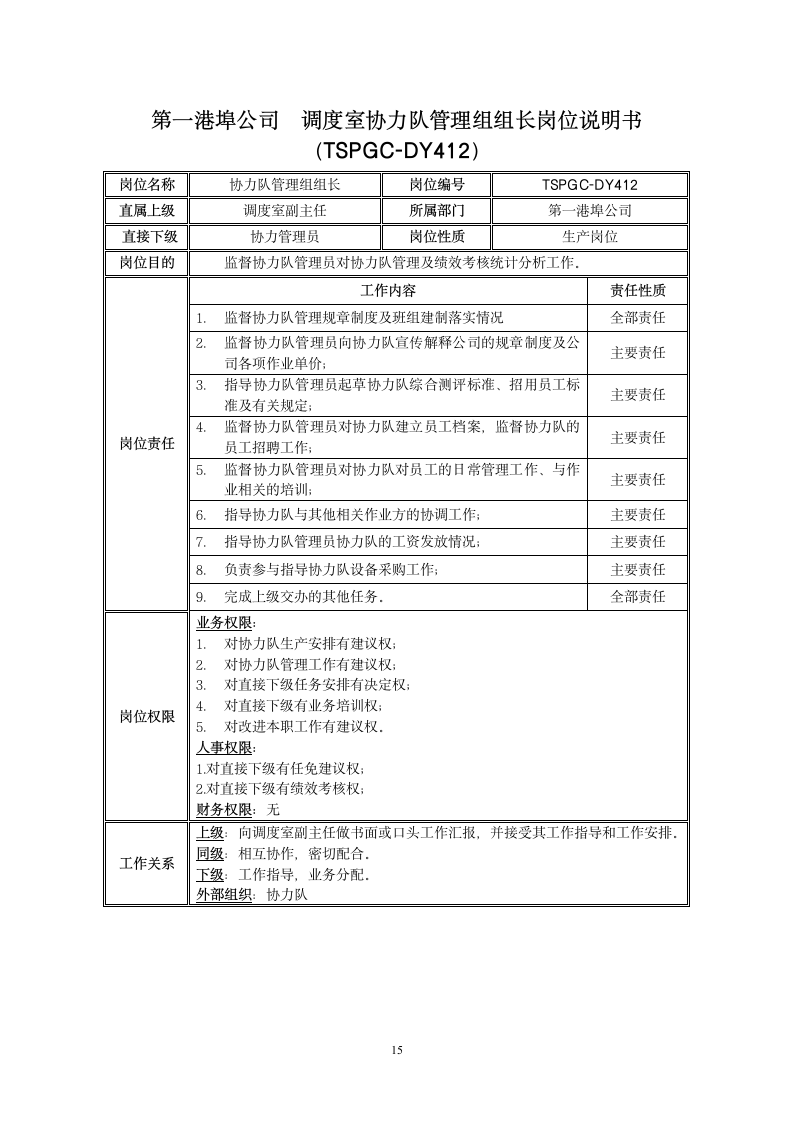 调度室岗位说明书第15页