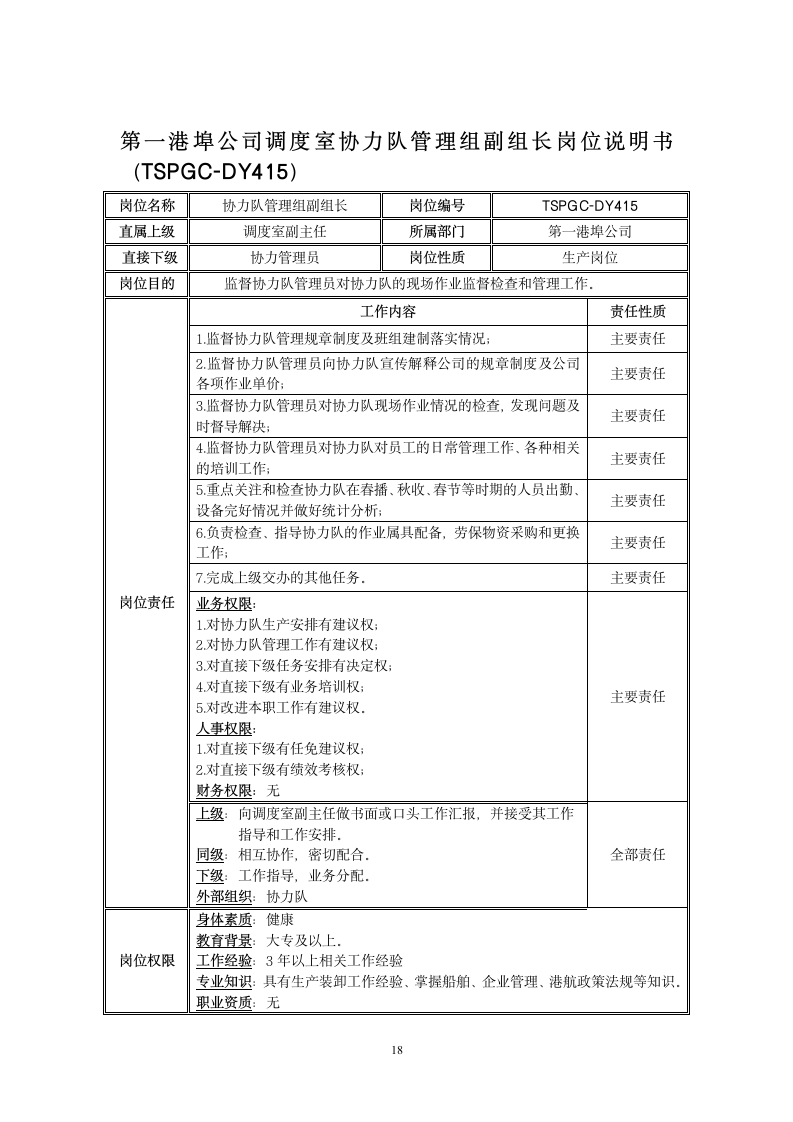 调度室岗位说明书第18页