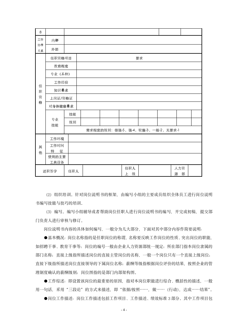 岗位说明书编写第4页