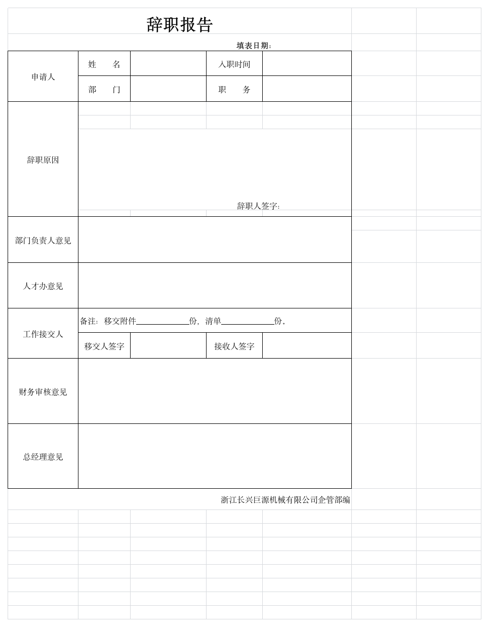 辞职报告模板