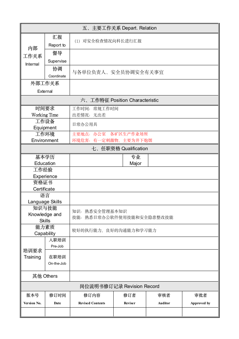 安全员岗位说明书第2页