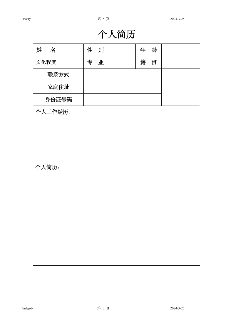 简历模板大全第5页