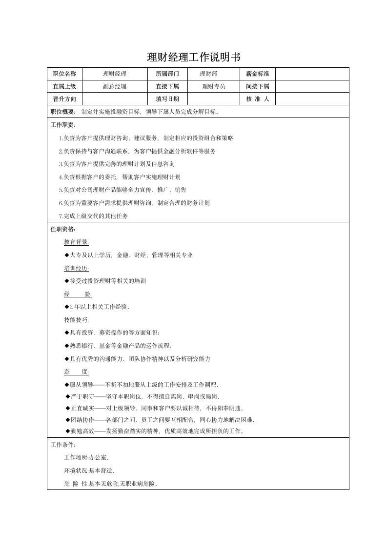 理财部、信贷部岗位说明书第2页