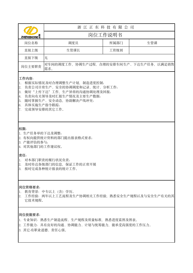 仓库岗位职责说明书第4页