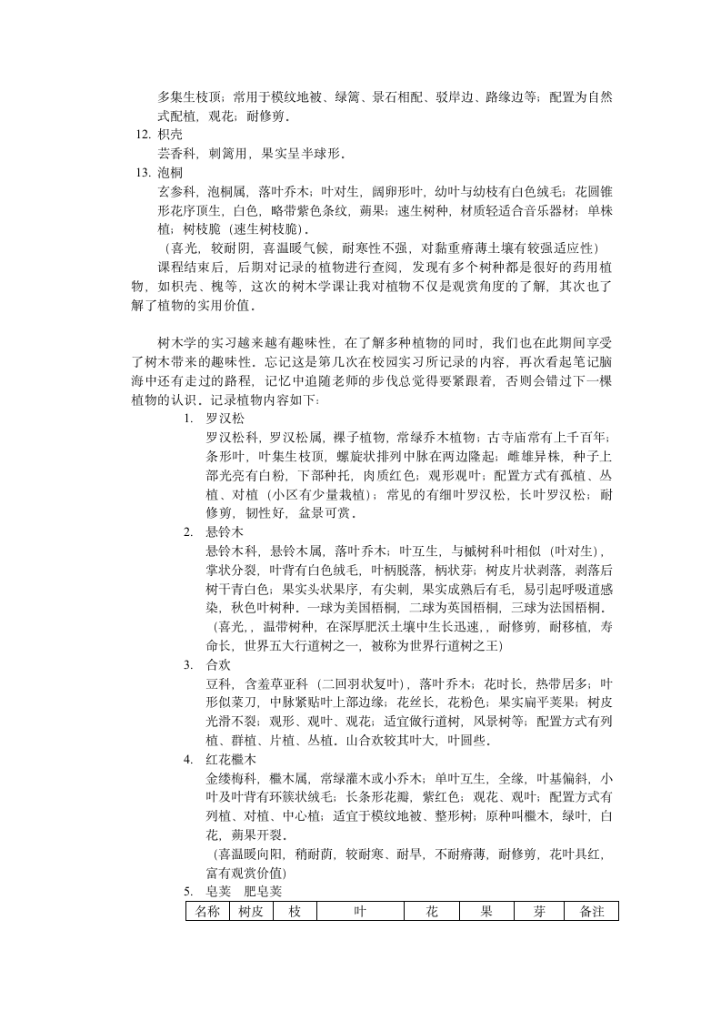 树木学实习报告第5页