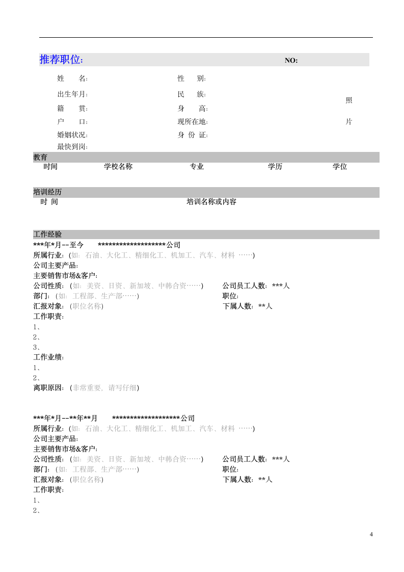 实用中英文简历模板第4页