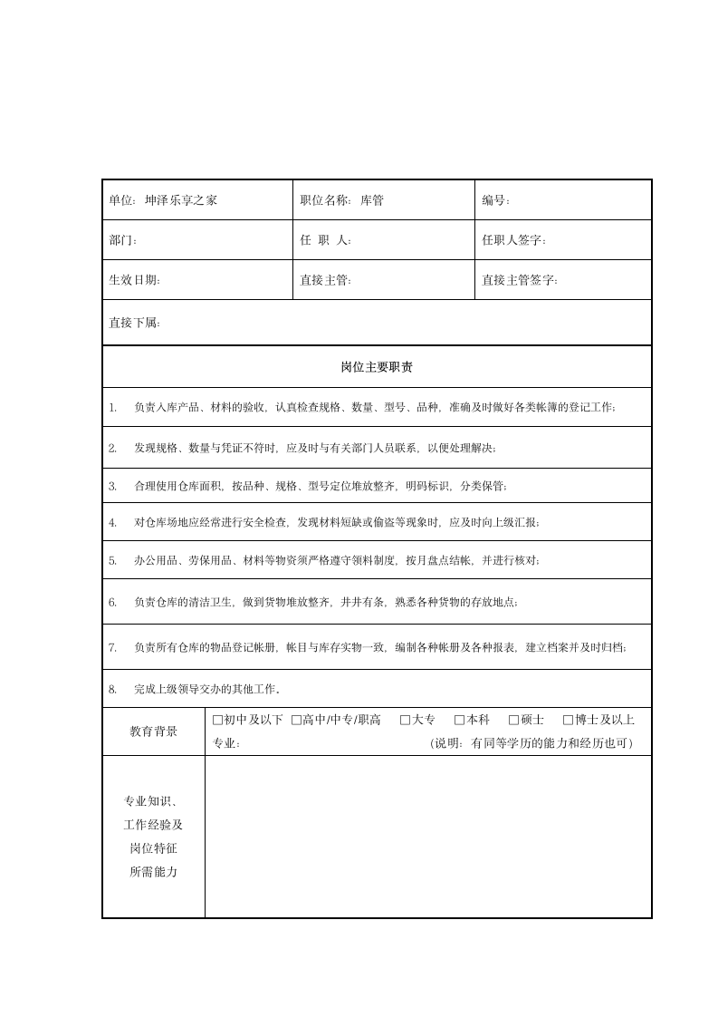 员工级岗位职责说明书第11页