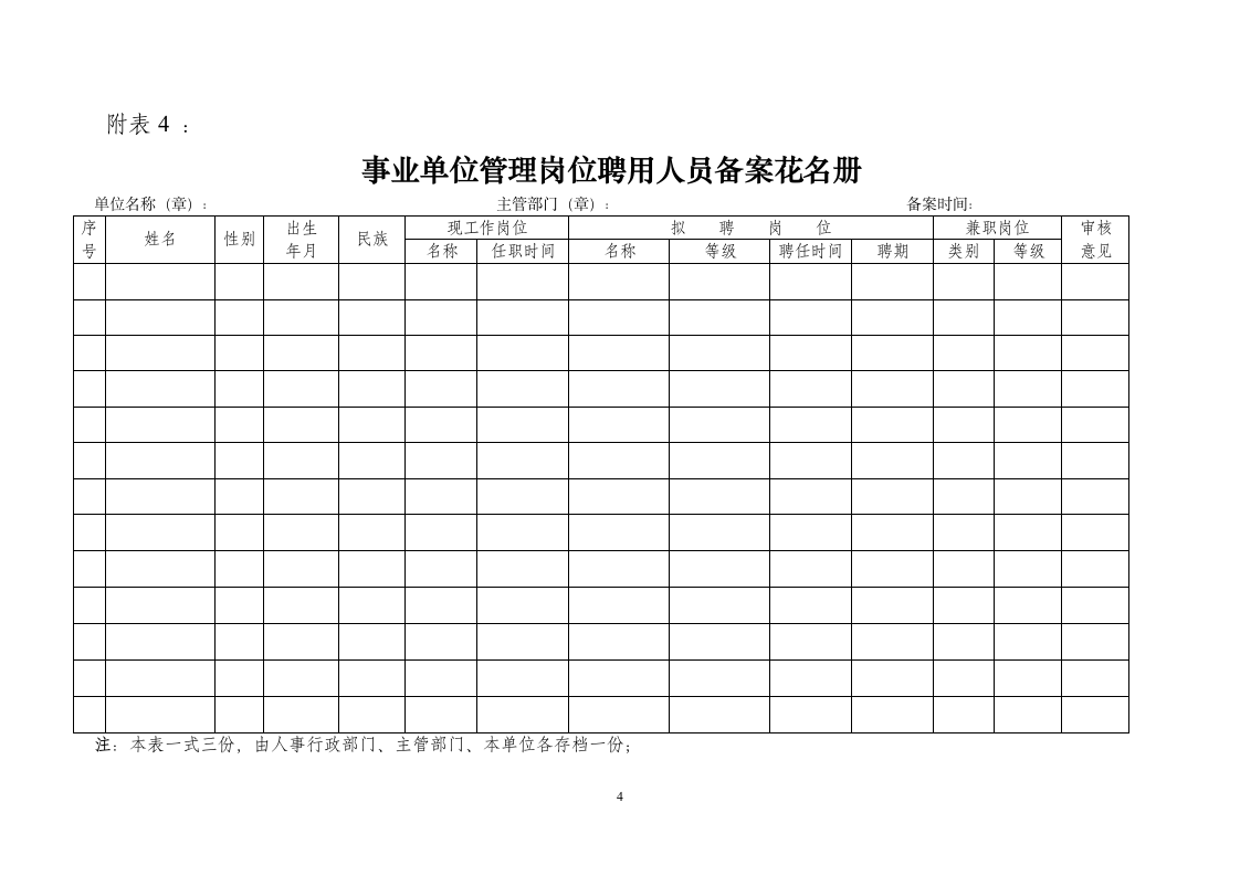 事业单位岗位说明书(样表)第4页