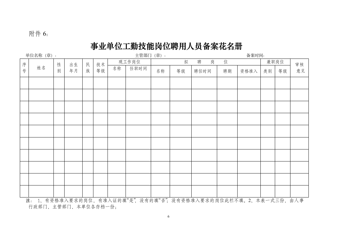 事业单位岗位说明书(样表)第6页