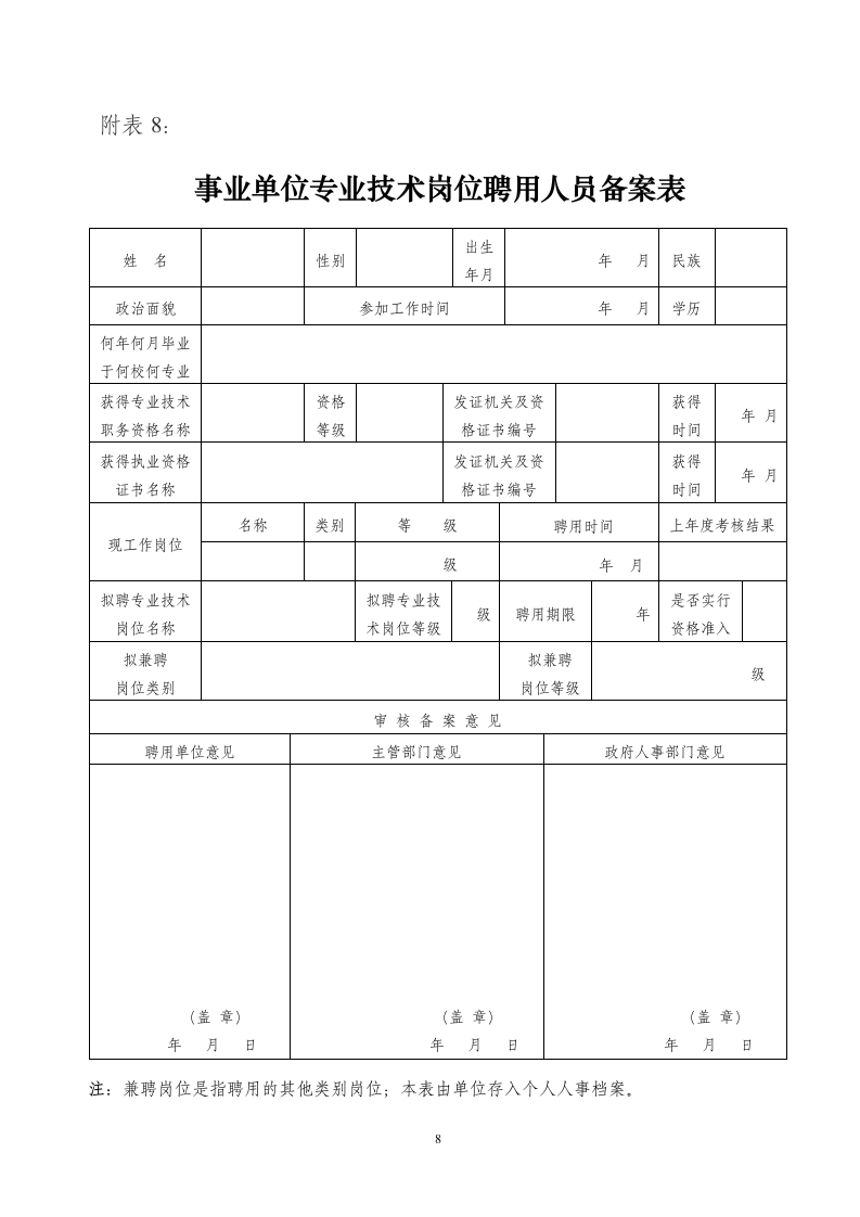 事业单位岗位说明书(样表)第8页