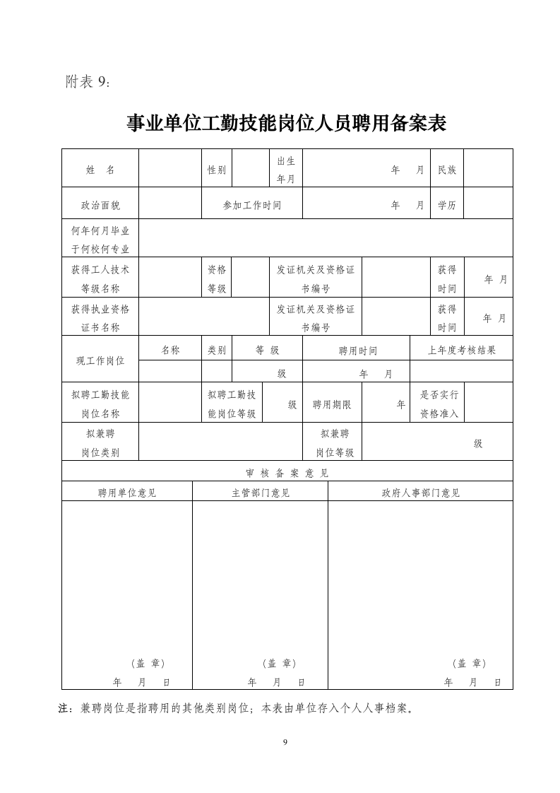 事业单位岗位说明书(样表)第9页