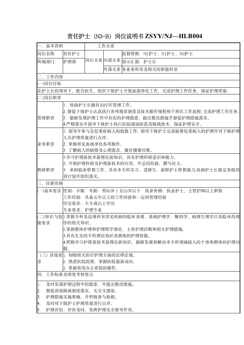 血液净化岗位说明书新版第7页