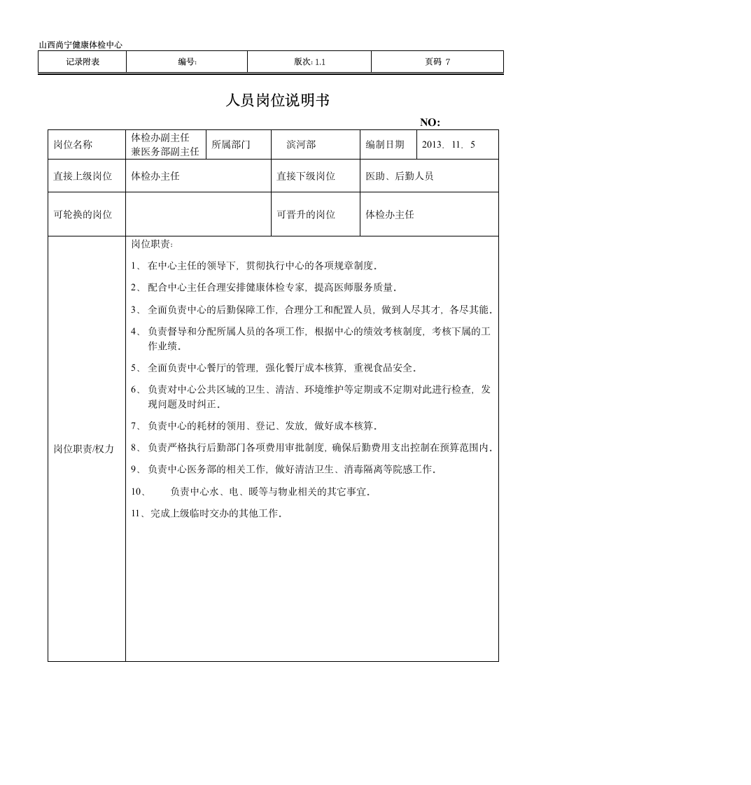 部门主任岗位说明书第7页