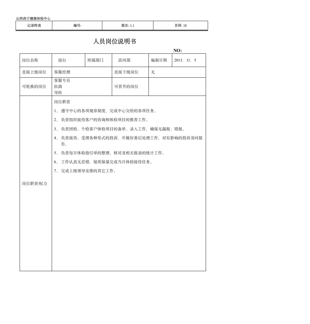 部门主任岗位说明书第16页