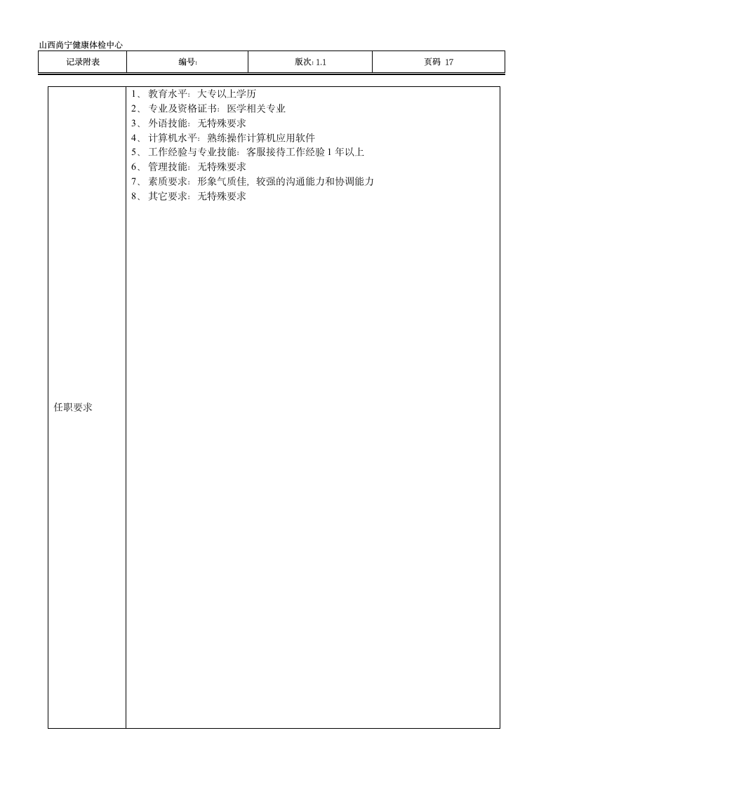 部门主任岗位说明书第17页