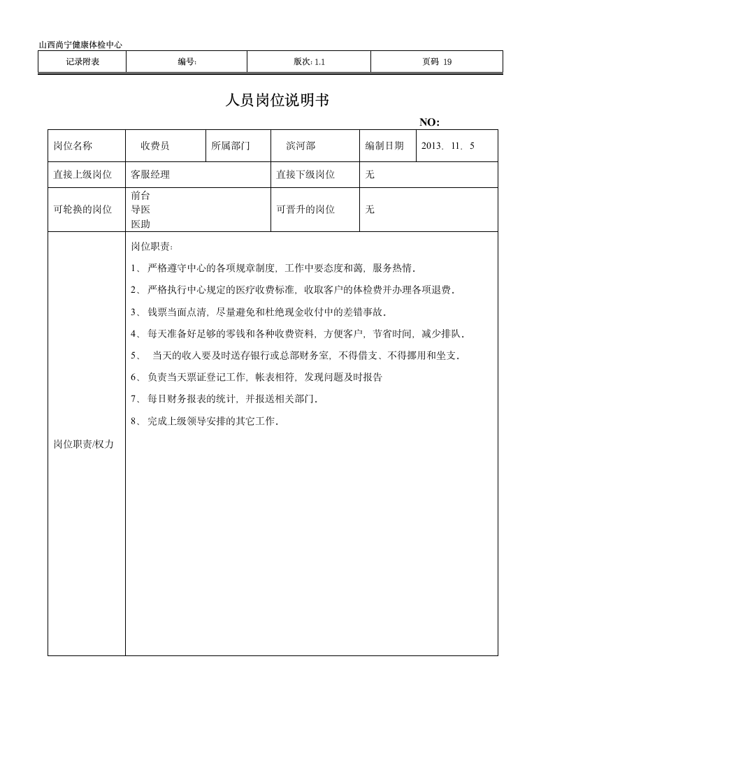 部门主任岗位说明书第19页