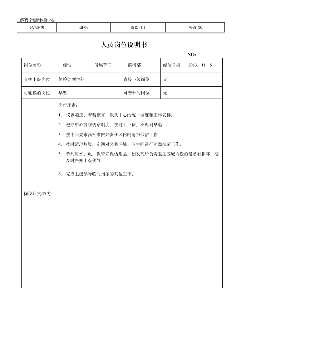 部门主任岗位说明书第28页