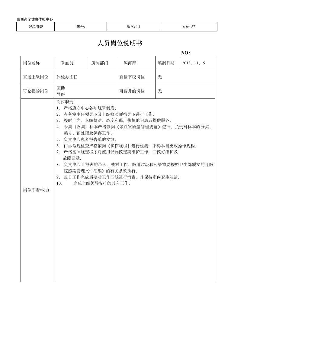 部门主任岗位说明书第37页