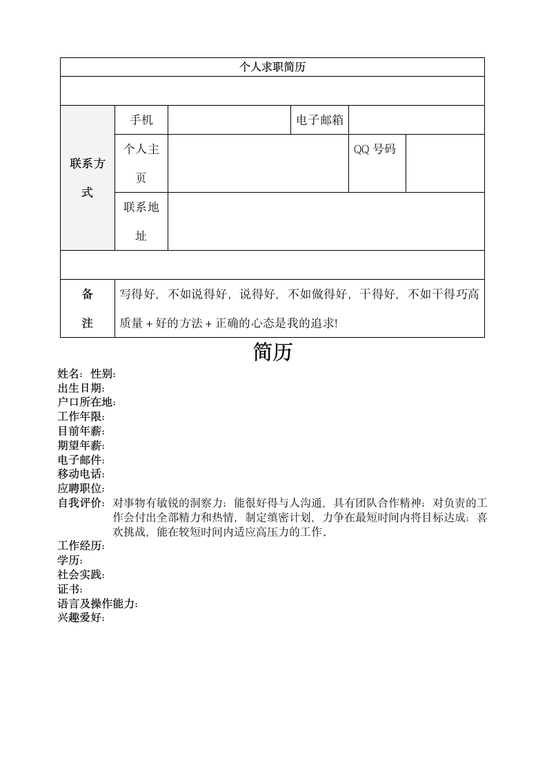 个人求职简历模板第7页