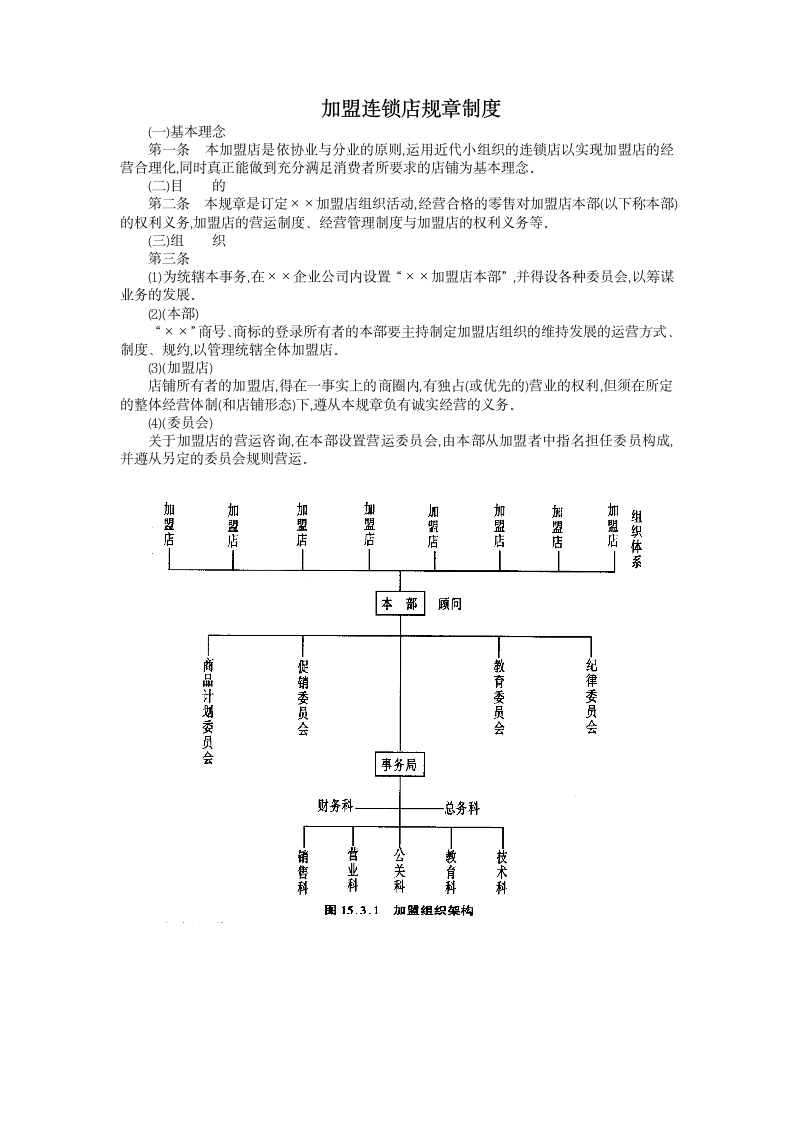 连锁加盟店规章制度