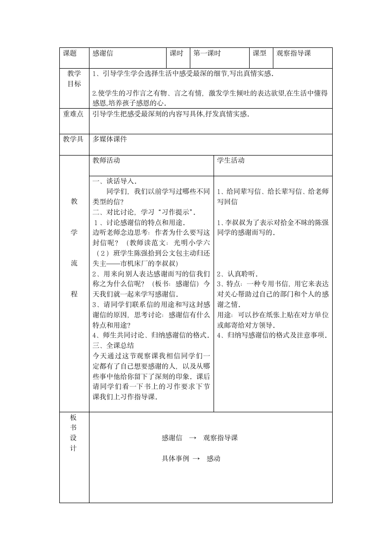 感谢信作文教案