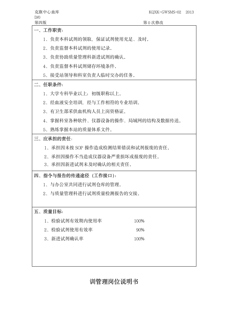 检验科科长岗位说明书第10页