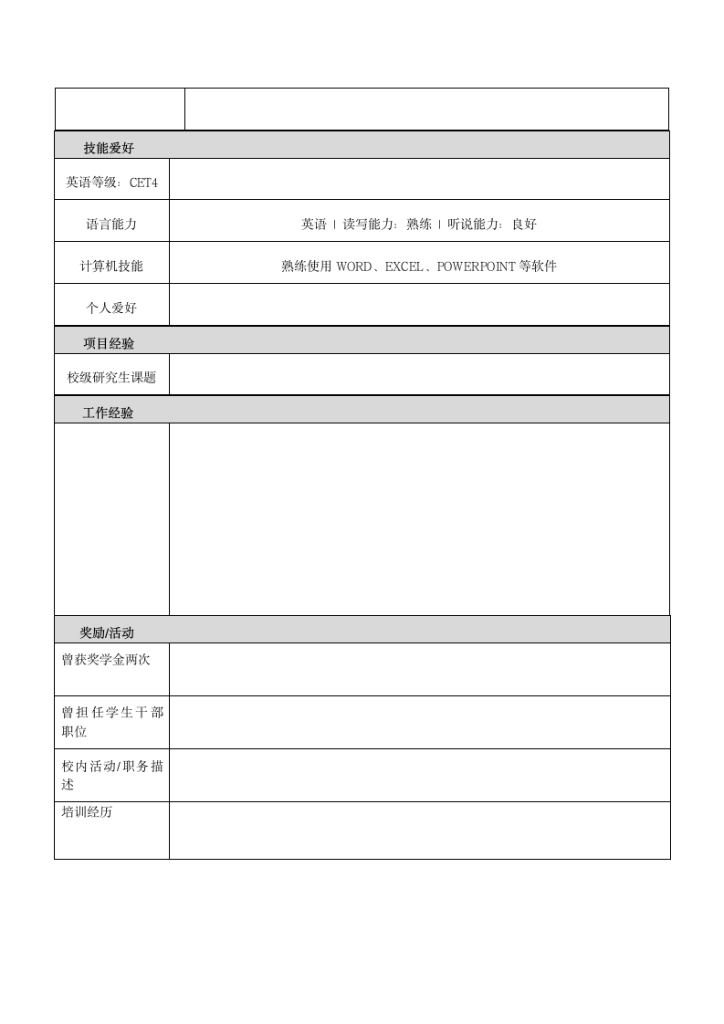 研究生求职简历模板第3页