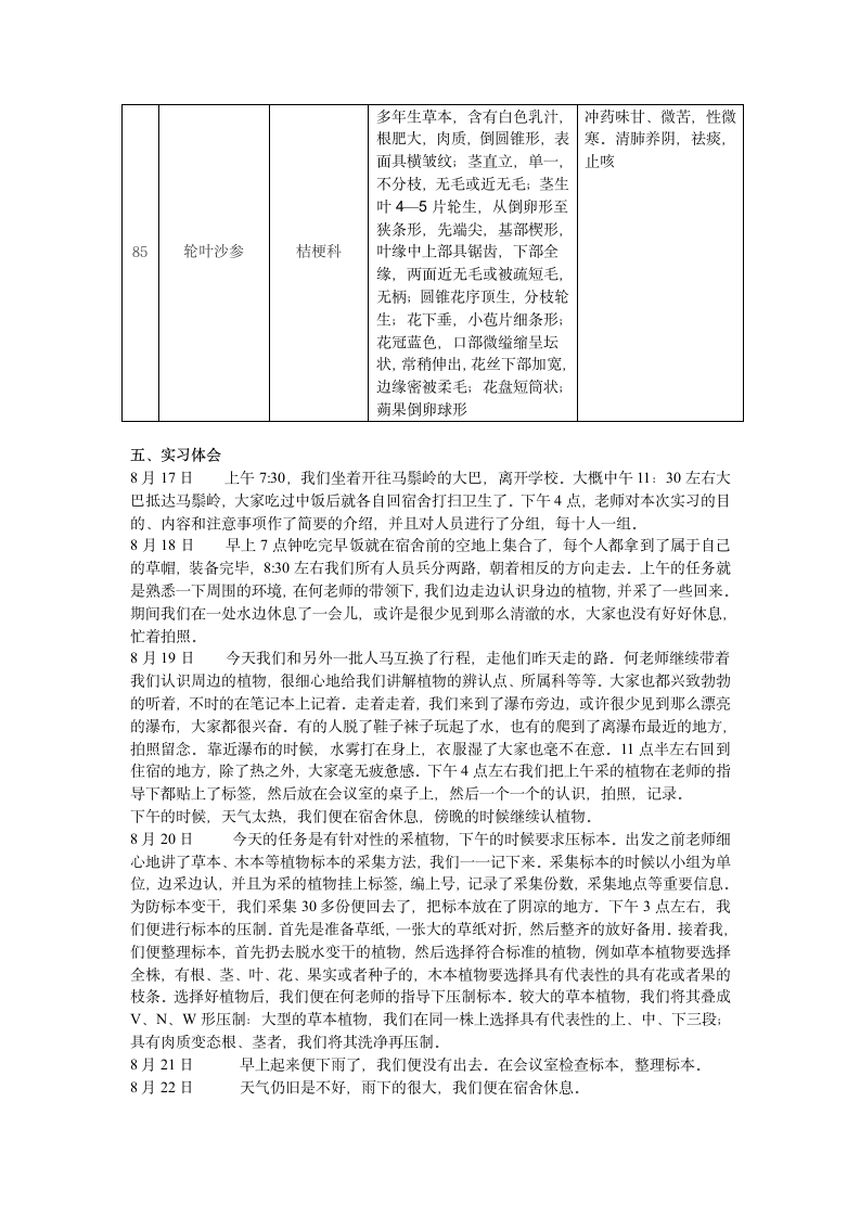 植物学实习报告第16页