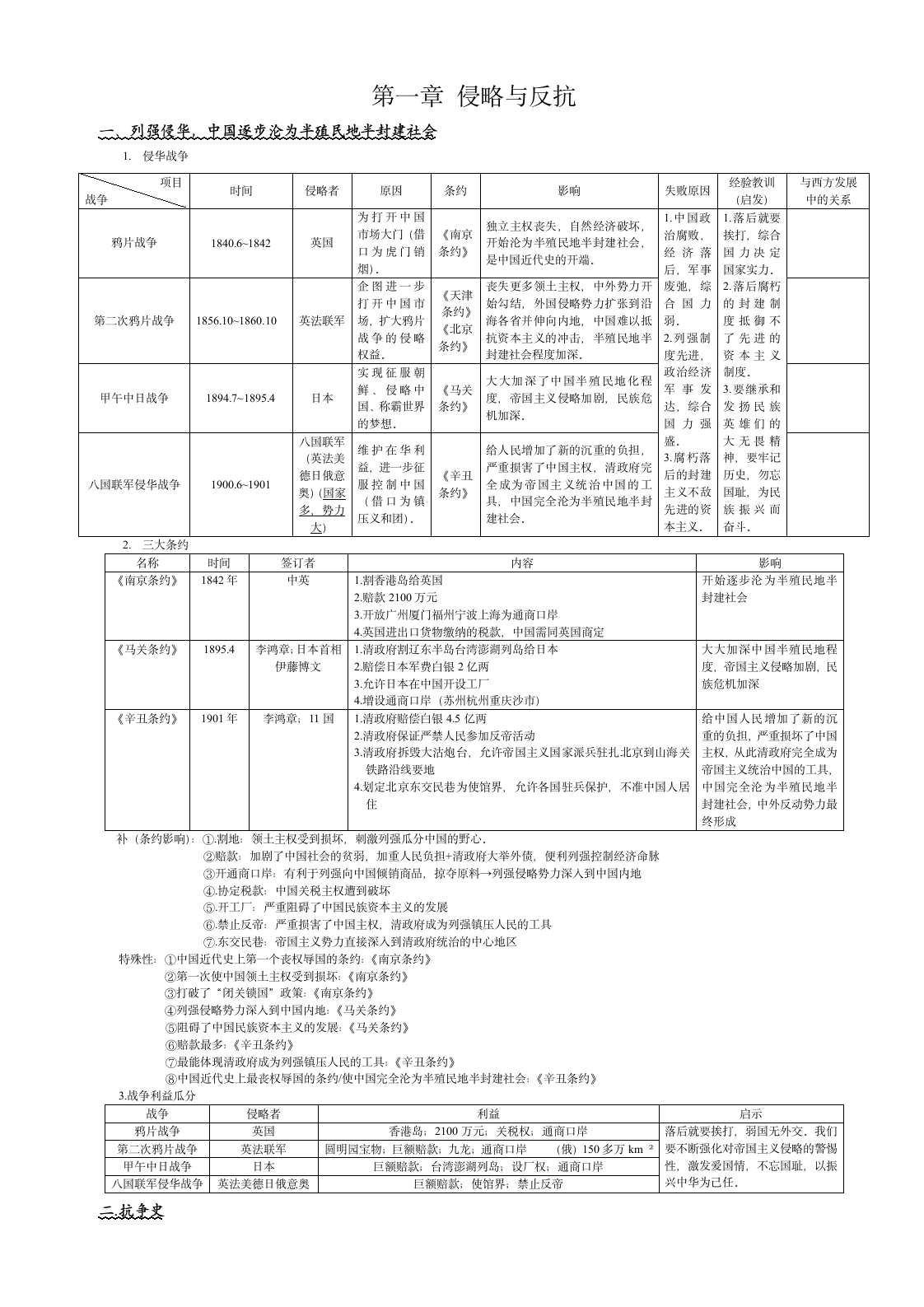 八上历史总结