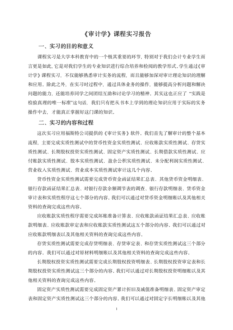 审计学课程实习报告第2页