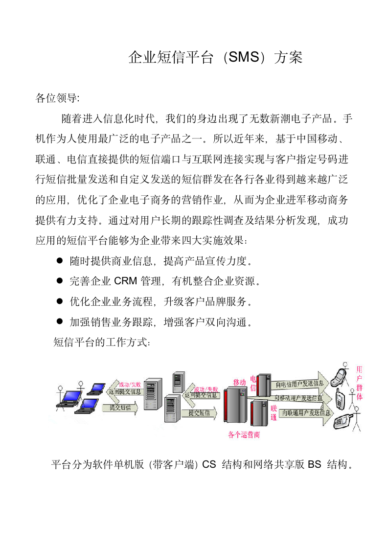 企业短信平台(SMS)方案第1页