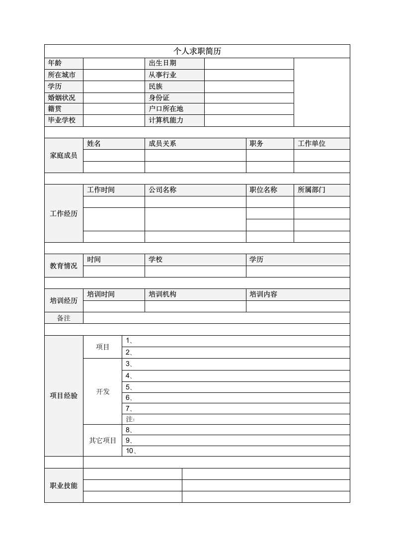 个人简历模板表格式第3页