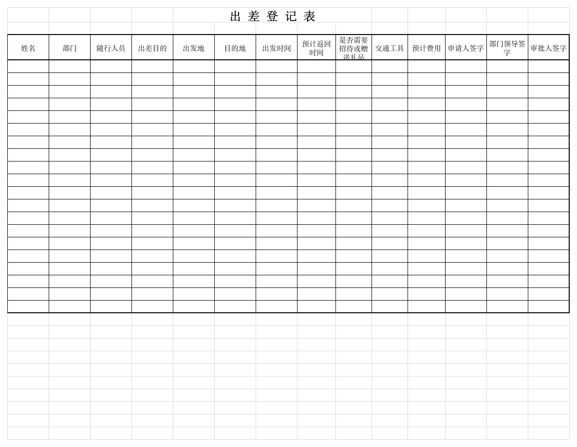 出差登记表第1页