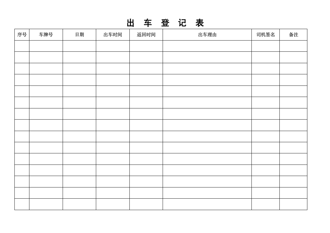 出车登记表第1页