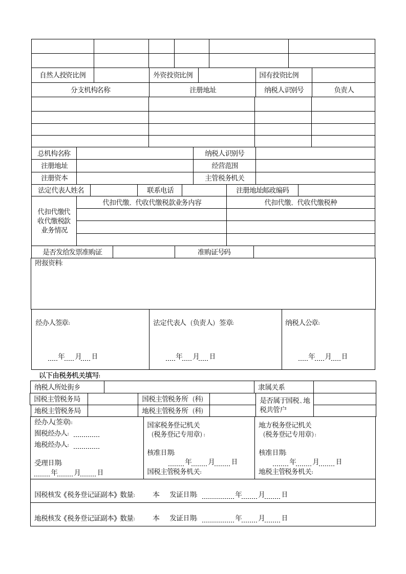 税务登记表第3页