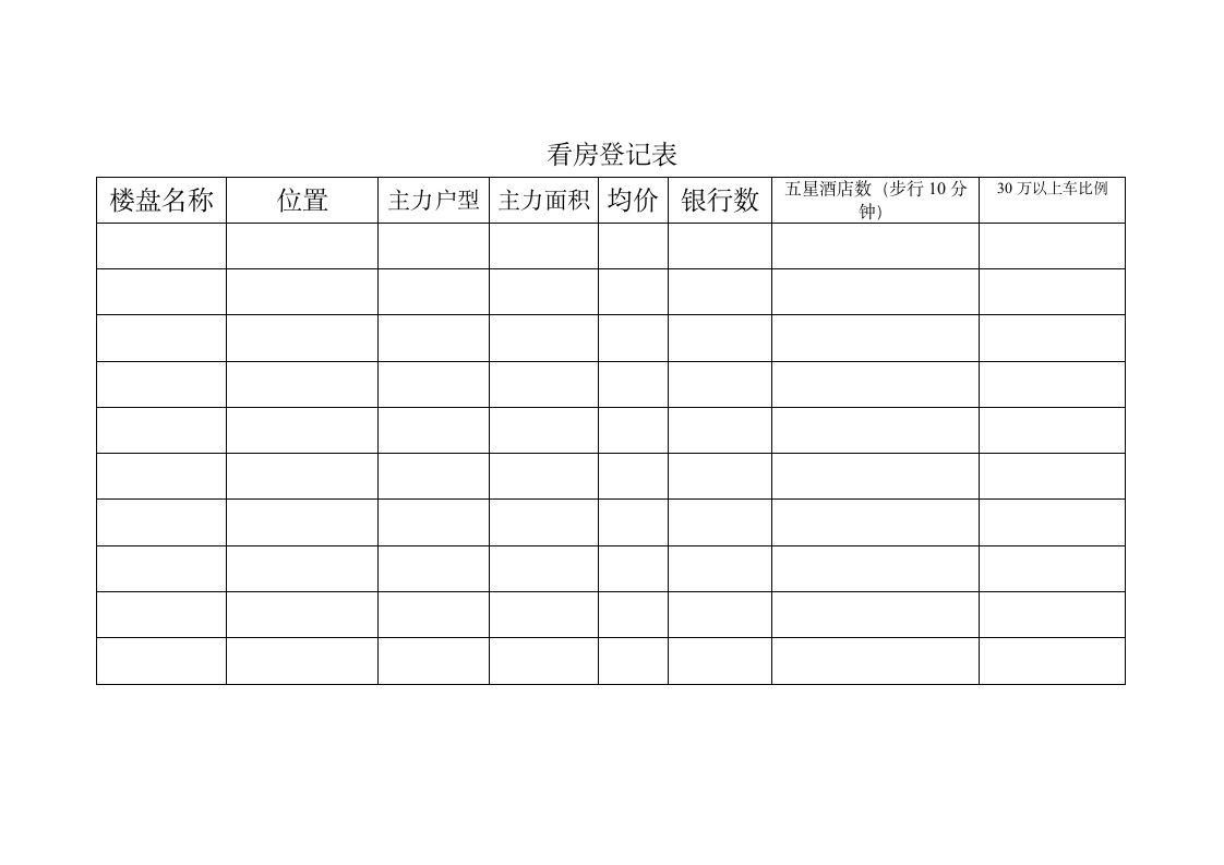 看房登记表