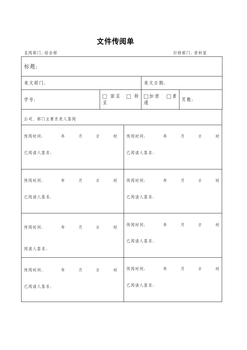 文件领用登记表 文件传阅登记表第2页