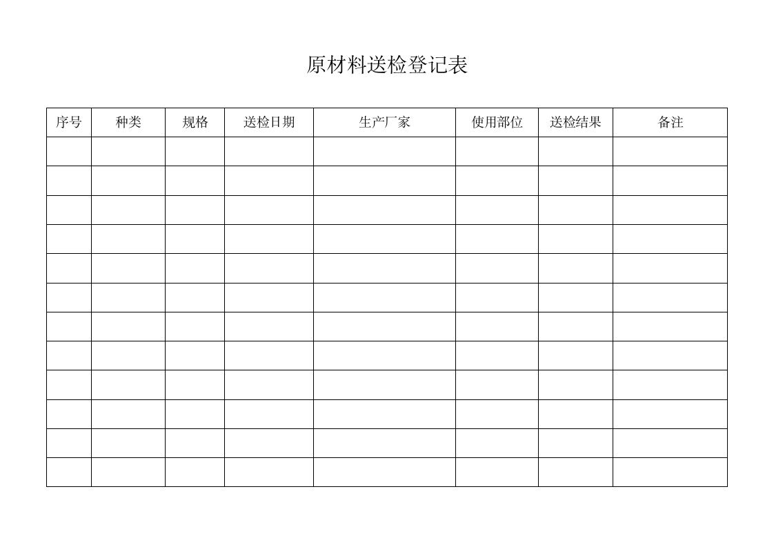 原材料送检登记表第1页