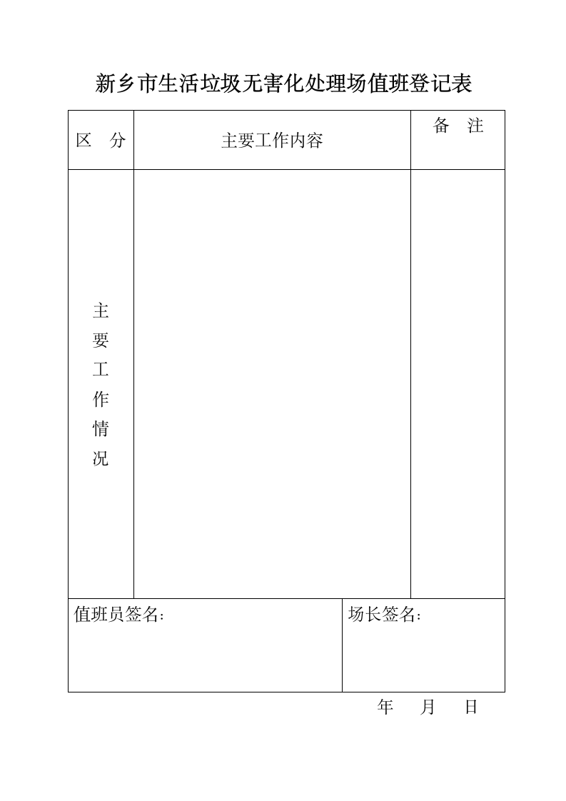 值班登记表第4页