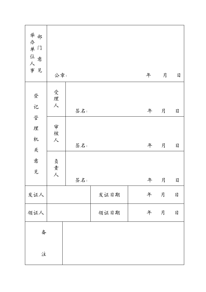 法人登记表第2页