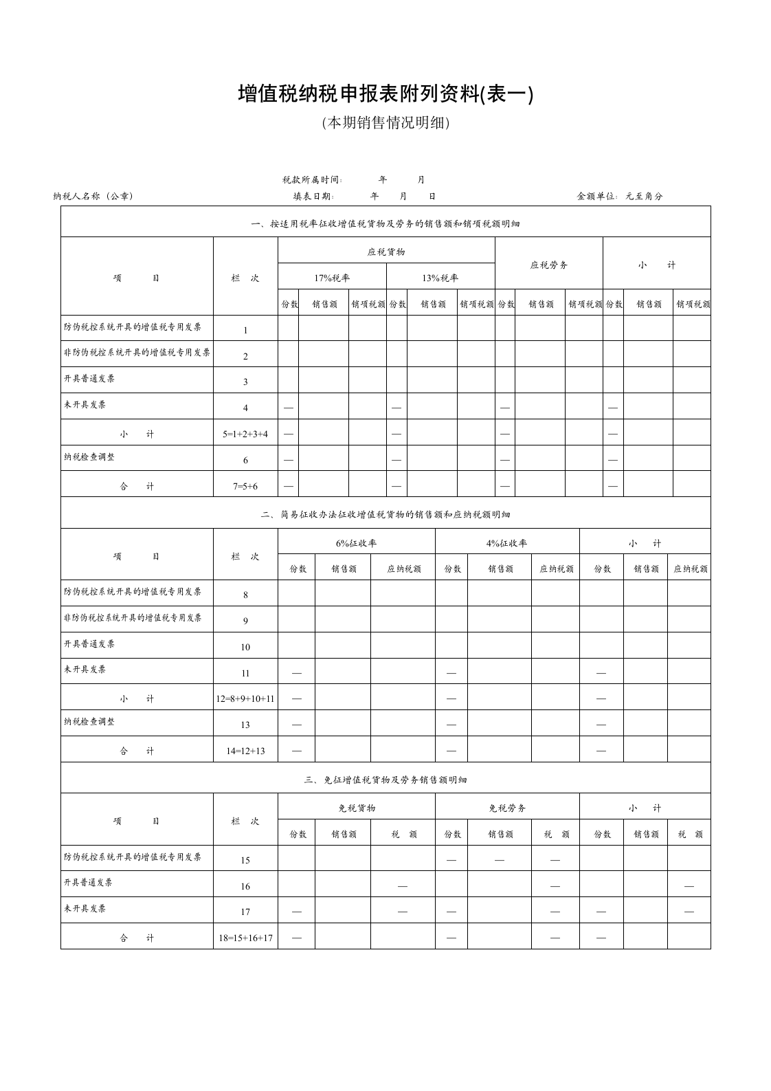 增值税申请表