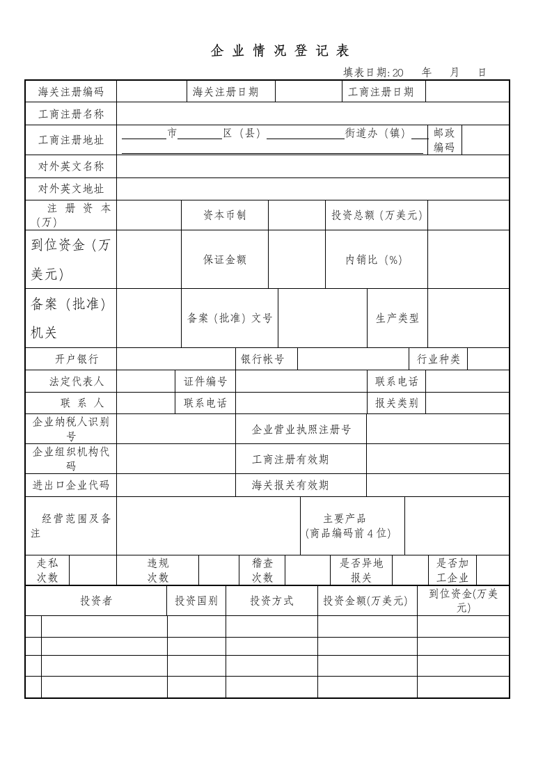 企业情况登记表