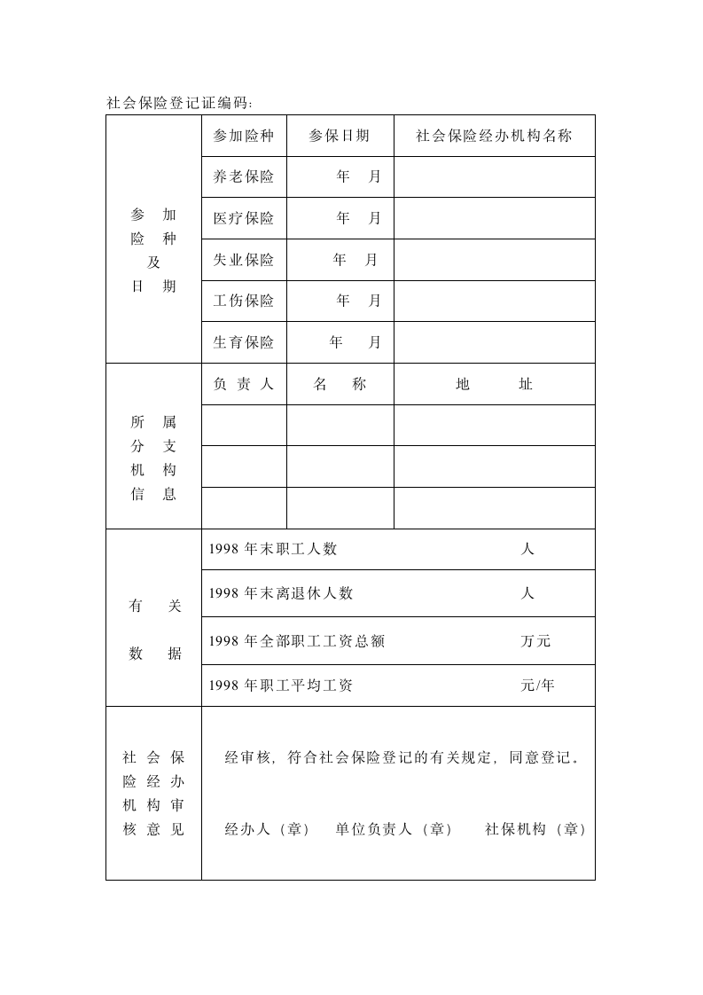 用人单位社会保险登记表第3页