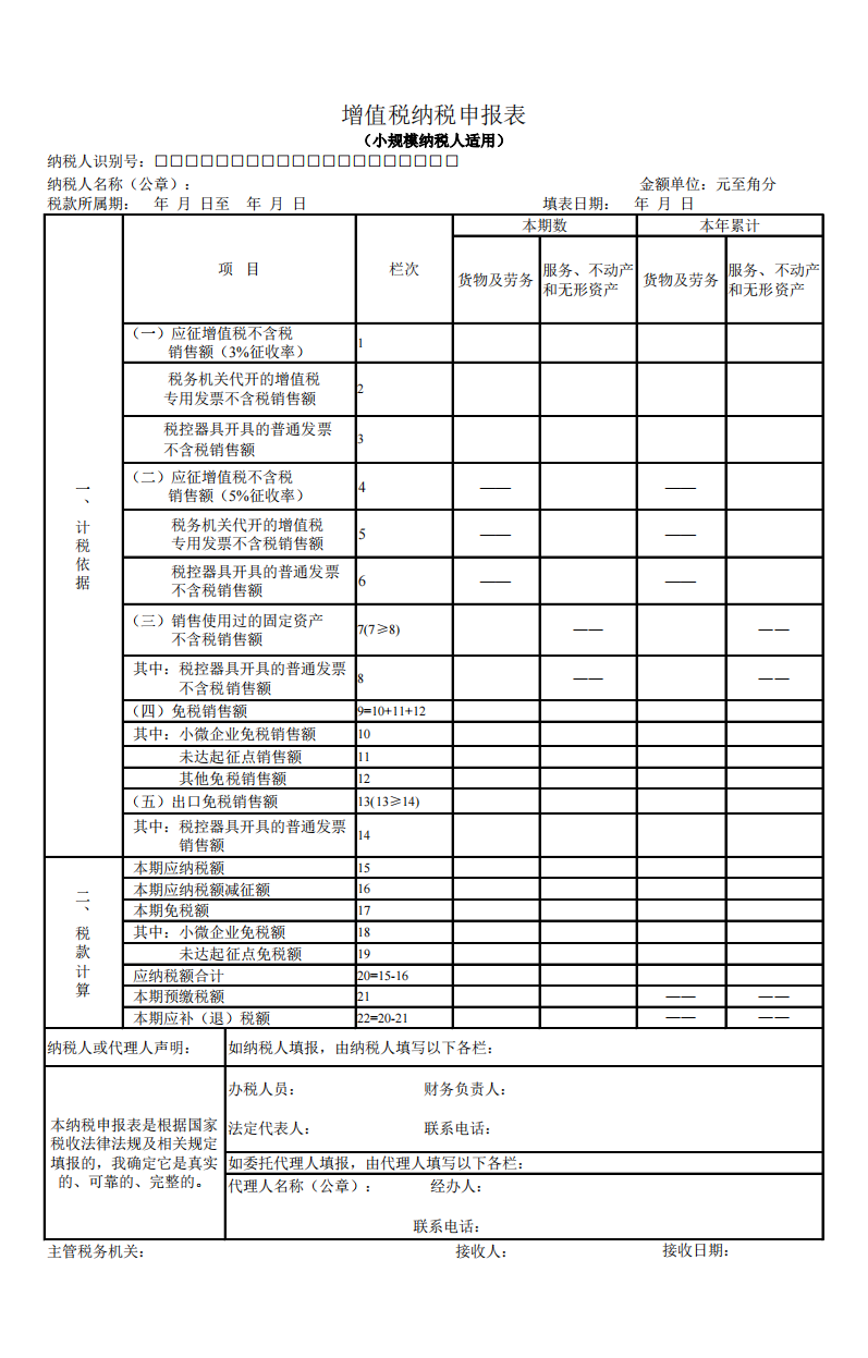 增值税纳税申报表第1页