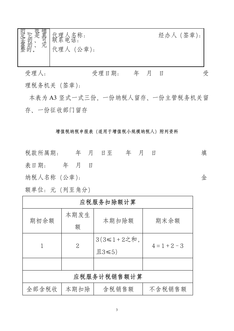 《增值税纳税申报表(适用于增值税小规模纳税人)》及其附列资料第3页