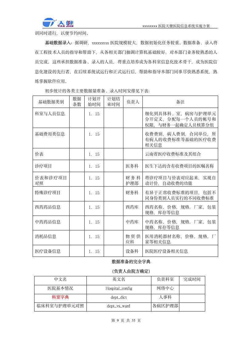 医院软件实施方案第9页