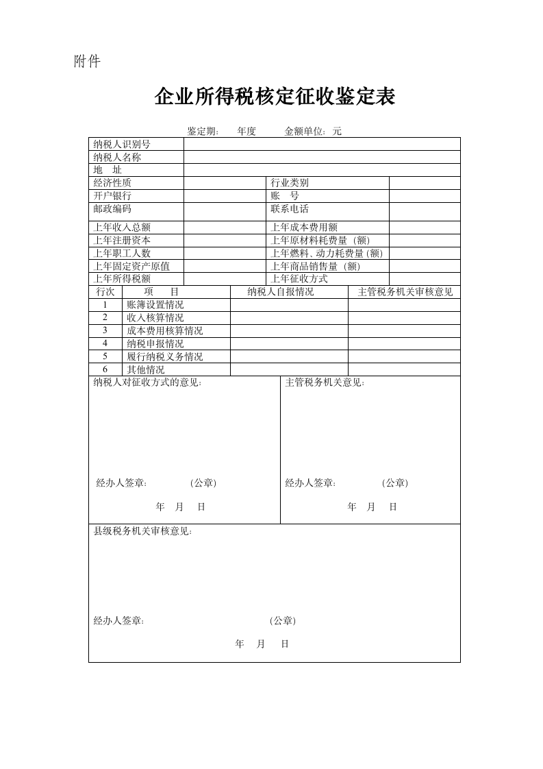 企业所得税核定征收鉴定表第1页